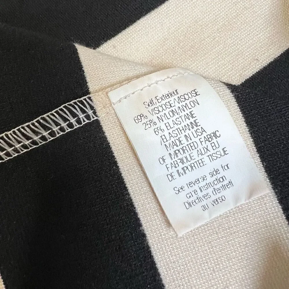 Theory Small Onita Dress 3/4 Sleeves Cream and Black Striped Dress Size  S/P - Picture 12 of 13